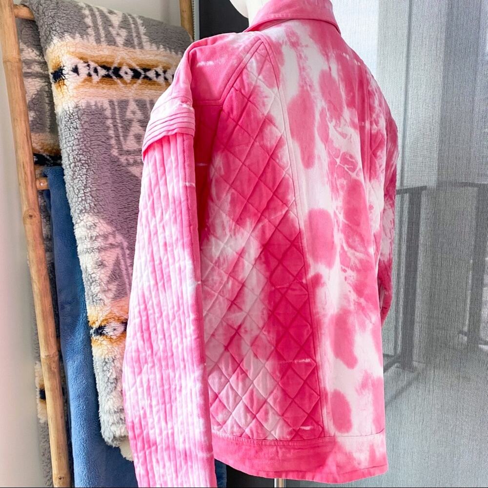 LoveShackFancy Adelade Hibiscus Hand Dye Pink Oversized Quilted Jacket Medium - Picture 7 of 15
